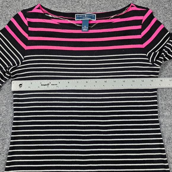 Karen Scott Sport Sweater Dress Womens Size XS Black Pink White 100% Cotton - Picture 7 of 7